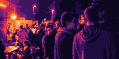 Serata al Big Lebowski Culture Club, in pixel art
