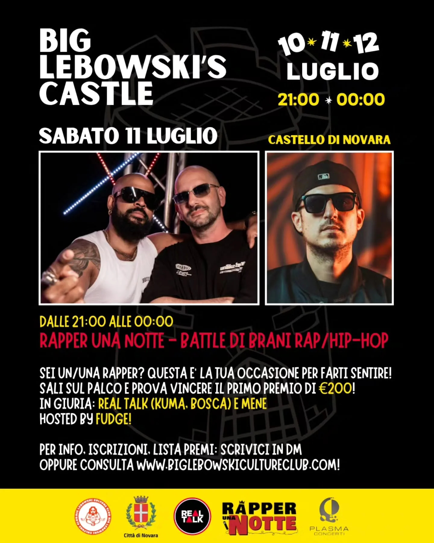Rapper Una Notte Contest 2026 al Castello di Novara – 11 luglio 2026
